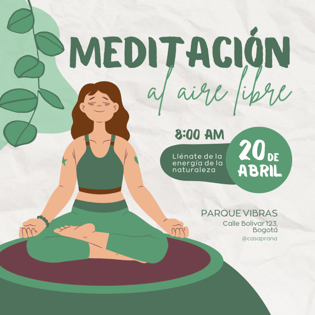 Post de instagram evento de meditación orgánico verde
