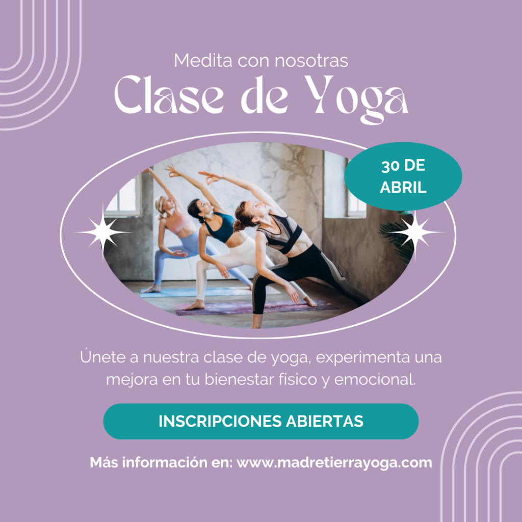 Post para instagram clase de yoga femenino morado turquesa